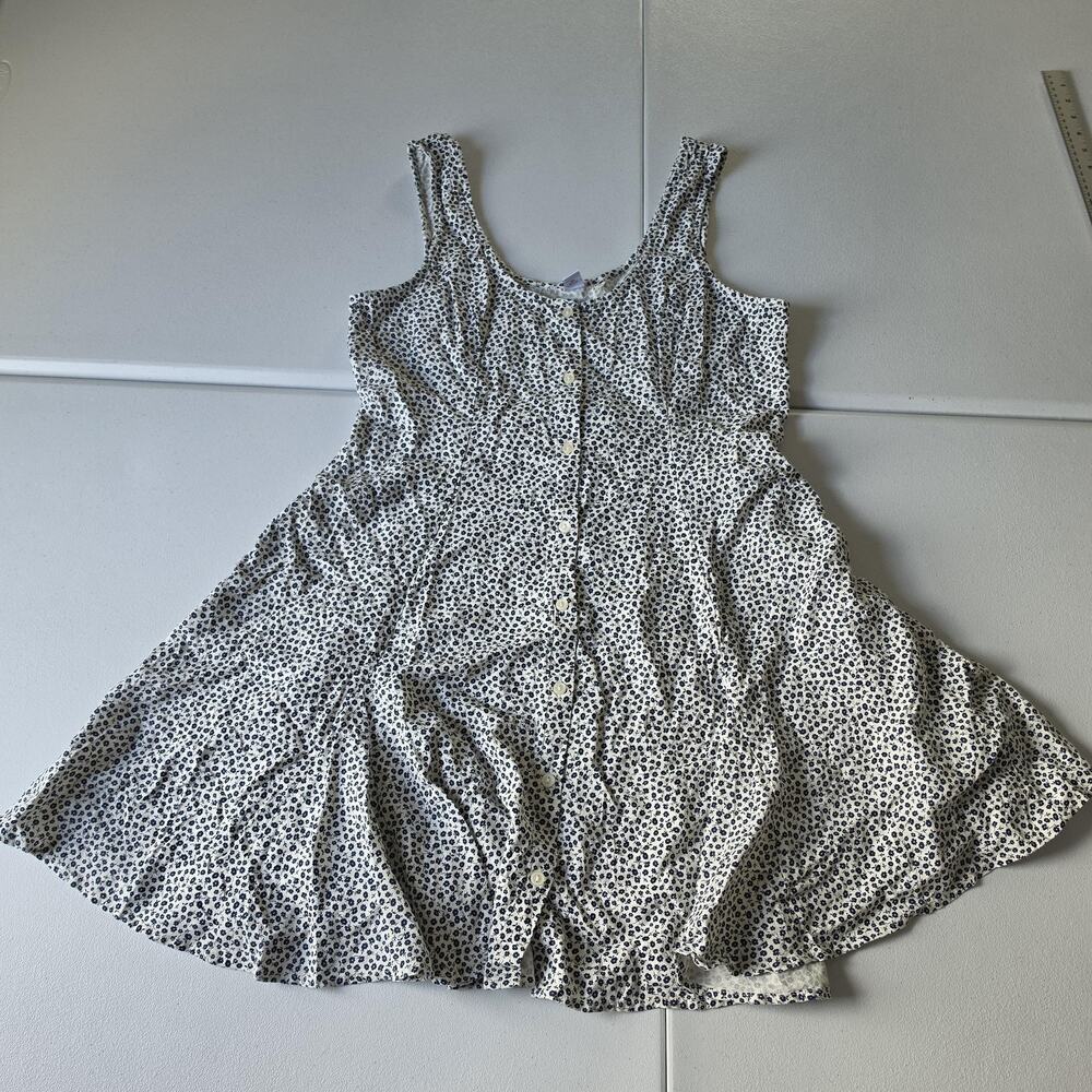 Old Navy Dress Womens L White Black Ditsy Floral Button Front Tank Sundress